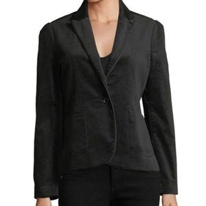 Brandon Thomas Blk Velvet Faux-Leather-Trim Blazer